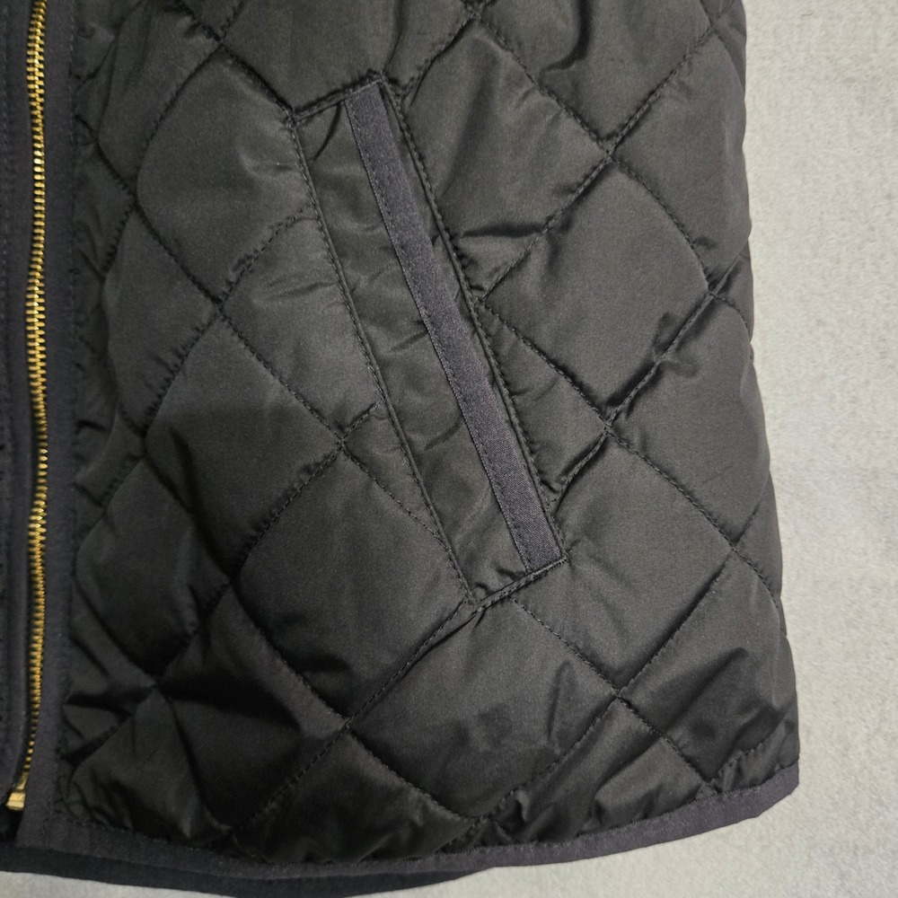 Old Navy Womens Black Quilted Puffer Vest Gold Zip Diamond Stitch Size M - Picture 3 of 9